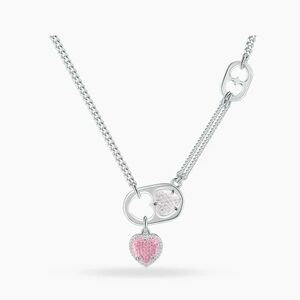 Designer brand heart shaped pink crystal necklace